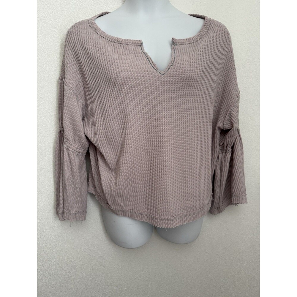Free People We The Free Dahlia Thermal Top Purple Oversized Size M Boho Casual
